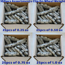 300 Pcs Assort ZINC COATED Clip On Wheel Weight Balance AW STYLE .25 .50 .75 1oz