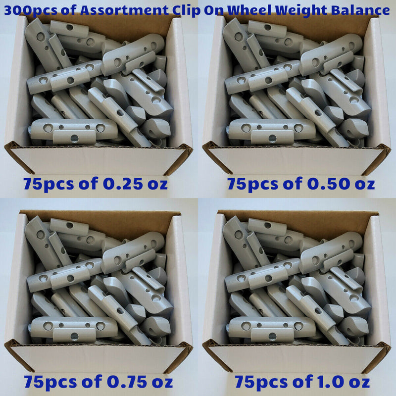 300 Pcs Assort ZINC COATED Clip On Wheel Weight Balance P STYLE .25 .50 .75 1oz